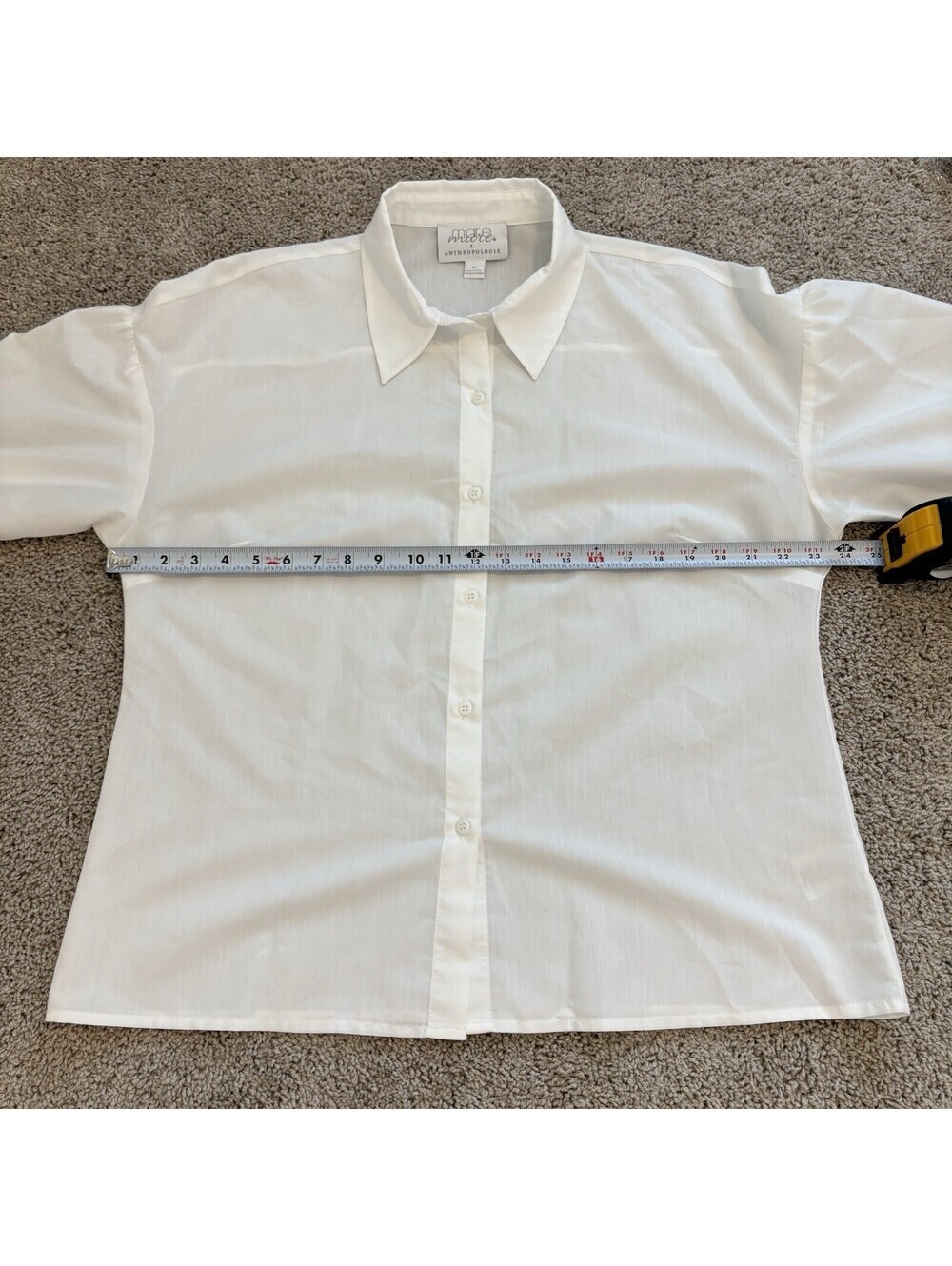 Mare Mare x Anthropologie White Cotton Button Up Tie Sleeve Women’s Size XL EUC - Picture 7 of 8